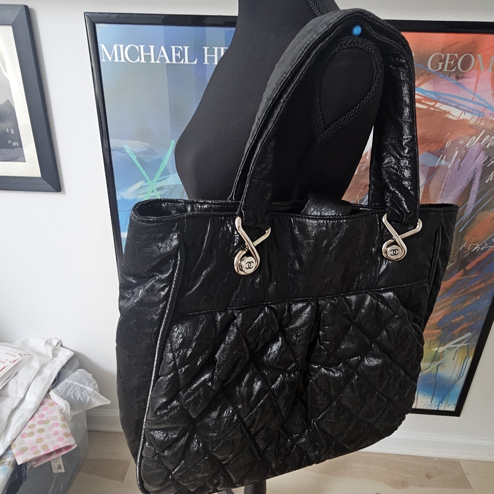 CHANEL Black Quilted Tote Bag